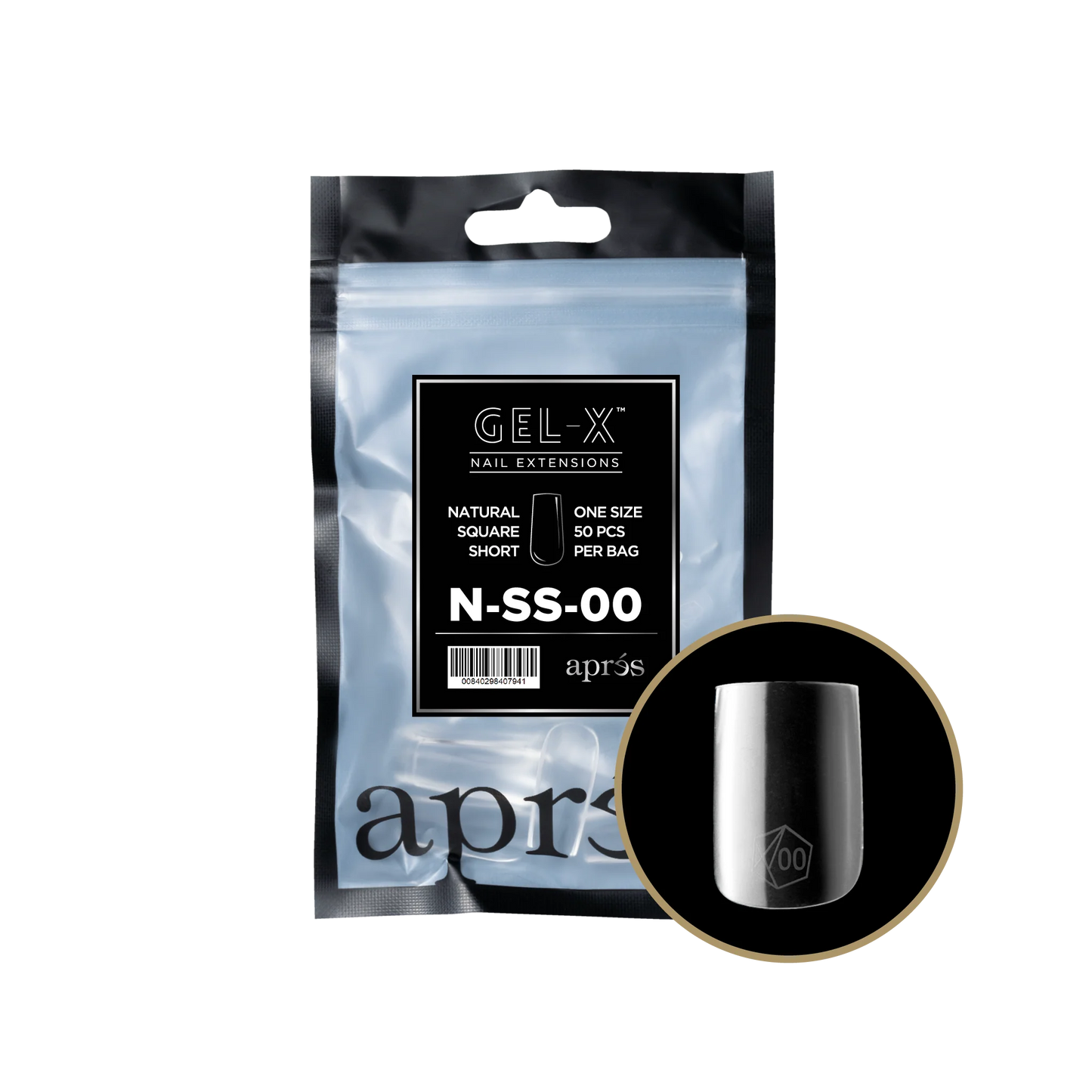 Apres Gel-X, NATURAL SQUARE SHORT Refill Bags, NSS2.0, 15347 (50 Nail Tips/Bag)