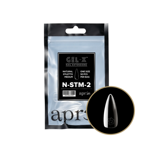 Apres Gel-X, NATURAL STILETTO MEDIUM Refill Bags, NSTM2.0, 15346 (50 Nail Tips/Bag)