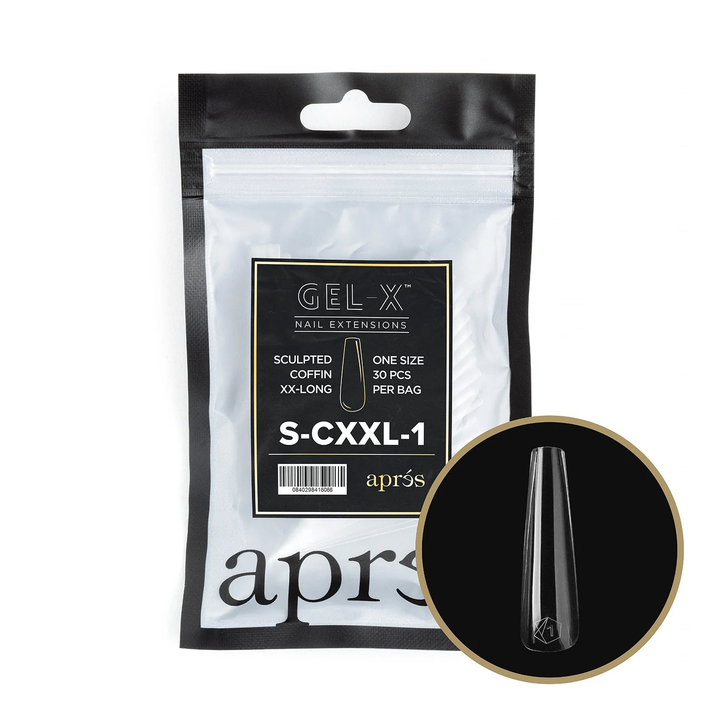 Apres Gel-X, SCULPTED COFFIN EXTRA LONG Refill Bags, SCXL2.0, 15355 (50 Nail Tips/Bag)