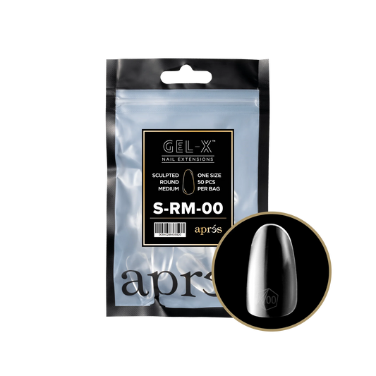 Apres Gel-X, SCULPTED ROUND MEDIUM Refill Bags, NRM2.0, 15350 (50 Nail Tips/Bag)