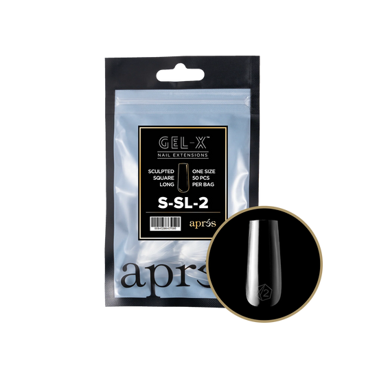 Apres Gel-X, SCULPTED SQUARE LONG Refill Bags, SSL2.0, 15348 (50 Nail Tips/Bag)