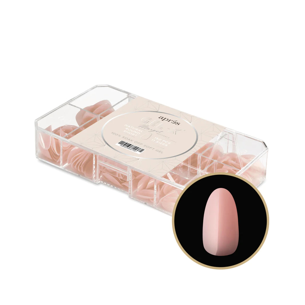 Apres Neutrals Gel-X Tips, Lila Natural Round Short, N-RS, 57703 (PK: 150pcs/box)