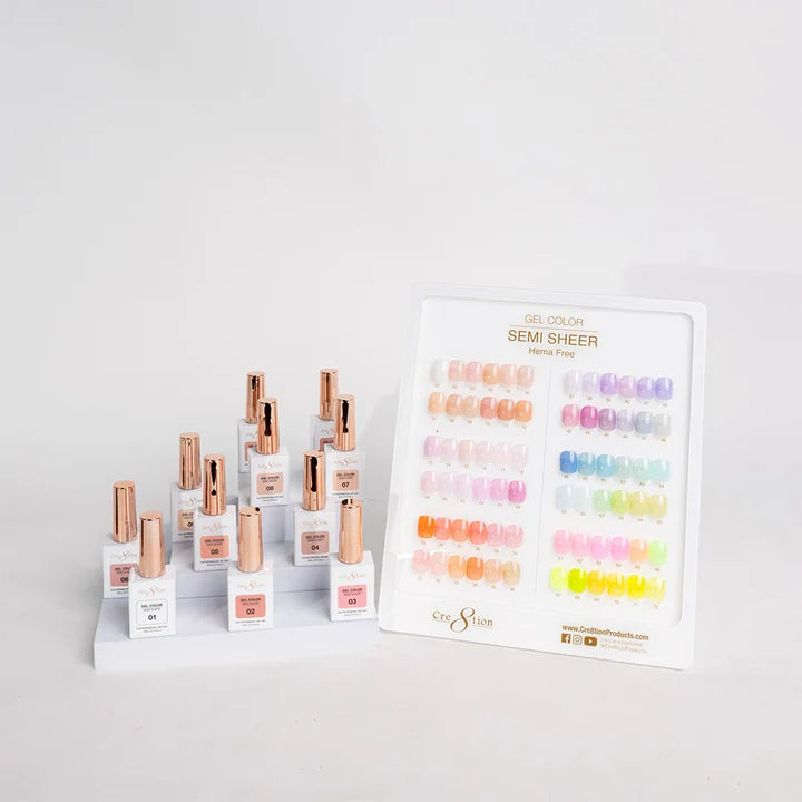 Cre8tion Counter Display Color Chart - HEMA SEMI-SHEER (72 colors) Collection