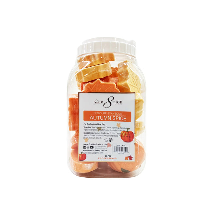 Cre8tion Pedicure Soak Bomb 85g - AUTUMN SPICE, CASE (Pk: 30 pcs/jar, 4 jars/case)