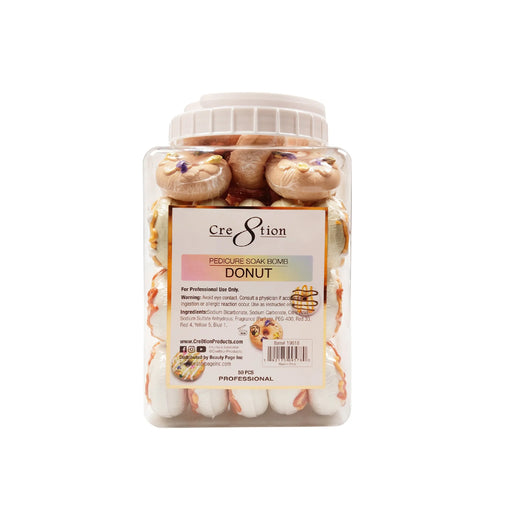 Cre8tion Pedicure Soak Bomb 40g - DONUT, CASE (Pk: 50 pcs/jar, 4 jars/case) - SKU 19618