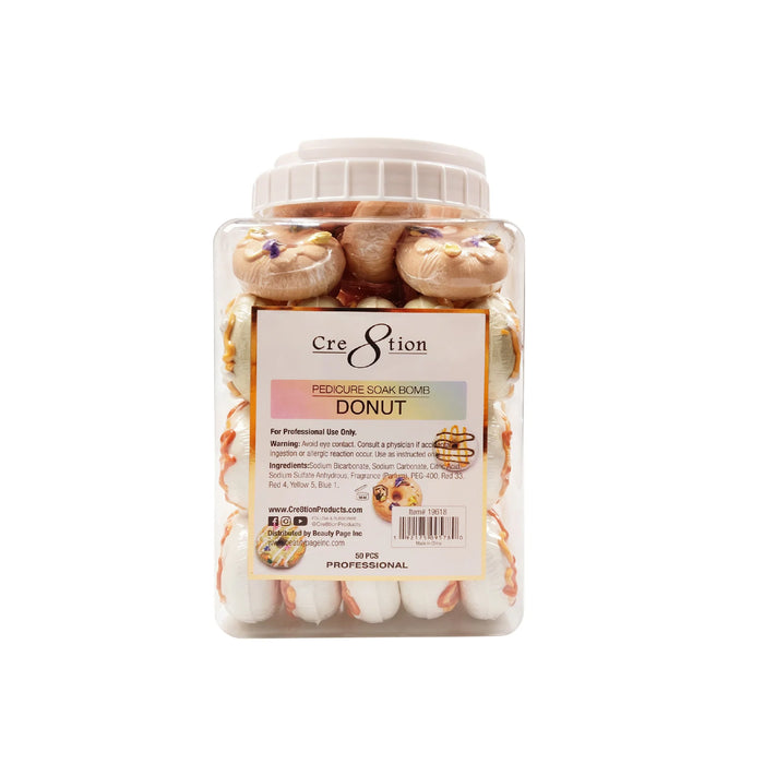 Cre8tion Pedicure Soak Bomb 40g - DONUT, CASE (Pk: 50 pcs/jar, 4 jars/case)