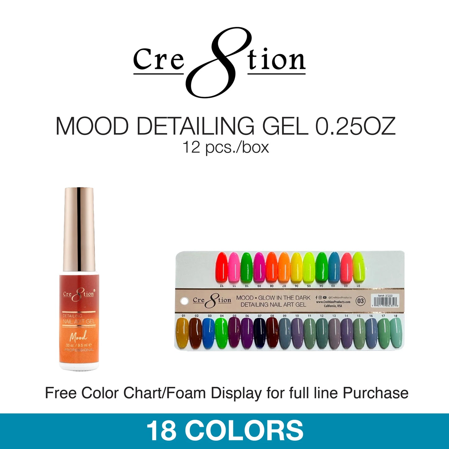 Cre8tion 0.33oz Detailing Nail Art Gel, Mood Change Collection 000