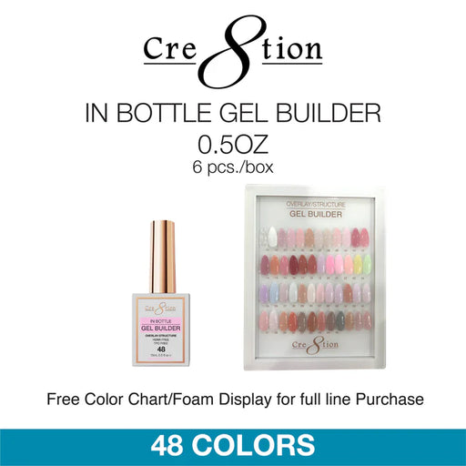 Cre8tion 0.5oz Gel - OVERLAY/BRUSH ON BUILDER (48 Colors) Collection 000