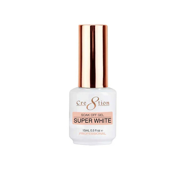 Cre8tion Gel 0.5oz - SUPER WHITE, Gold Cap (Pk: 12 pcs/box, 180 pcs/case)