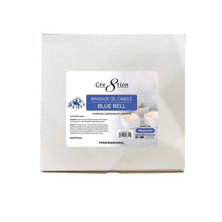 Cre8tion Massage Oil Candles 0.5oz, BLUE BELL BOX (Pk: 100 pcs/box)