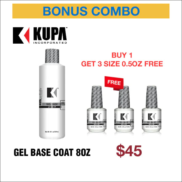 Kupa Gelfinity Base Coat 8oz, Buy 1 Get 3 Kupa Gelfinity Base Coat 0.5oz FREE