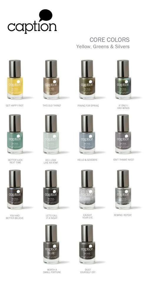 Young Nails Caption Nail Lacquer, Yellows & Greens Collection, Full line of 16 colors, 0.34oz