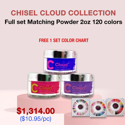 Chisel 2in1 Acrylic/Dipping Powder, Cloud Florida Nail Design Collection, Full line of 120 color (from 001 to 120), 2oz