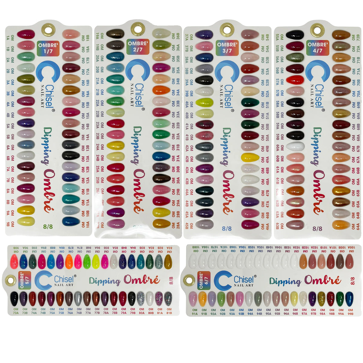 Chisel Sample Board Tips, Ombre Collection, Full Line Of 06 Sample Tip ...