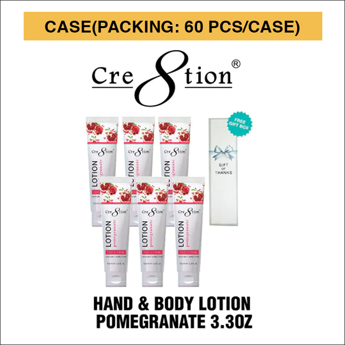 Cre8tion Hand & Body Lotion Pomegranate, CASE, 100ml (3.3oz) (Packing: 60 pcs/case)