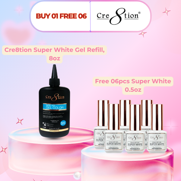 Cre8tion Super White Refill, 8oz, Buy 1 Get Free 6 Cre8tion Super White 0.5oz FREE