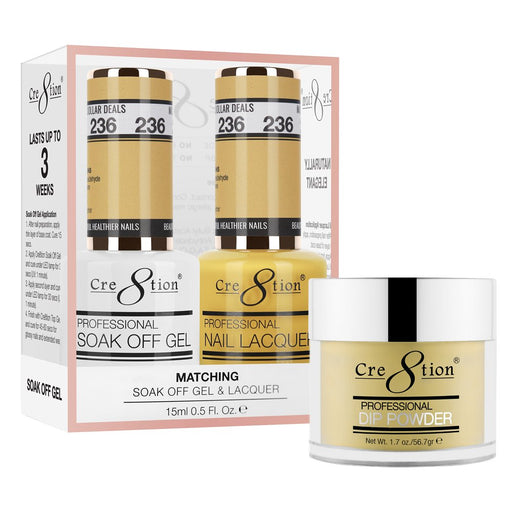 Cre8tion 3in1 Dipping Powder + Gel Polish + Nail Lacquer, 236, Miss Sunshine, 3104-0836 OK0117VD