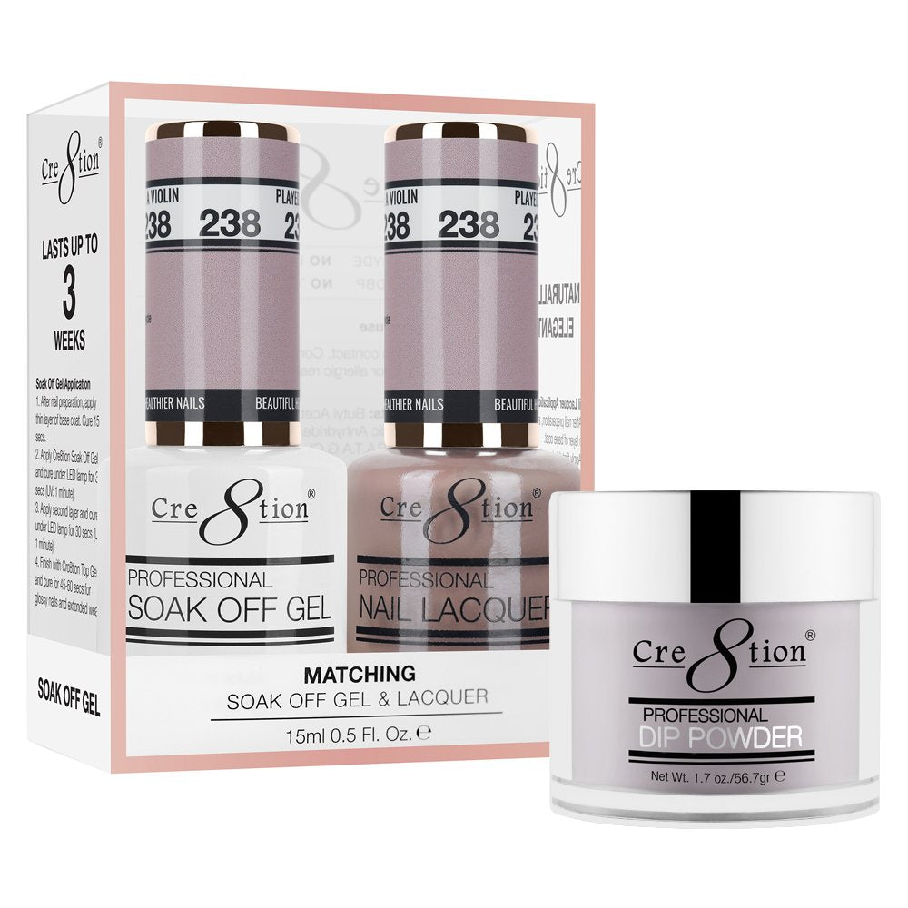 Cre8tion 3in1 Dipping Powder + Gel Polish + Nail Lacquer, 238, Played Like A Violin, 3104-0838 OK0117VD