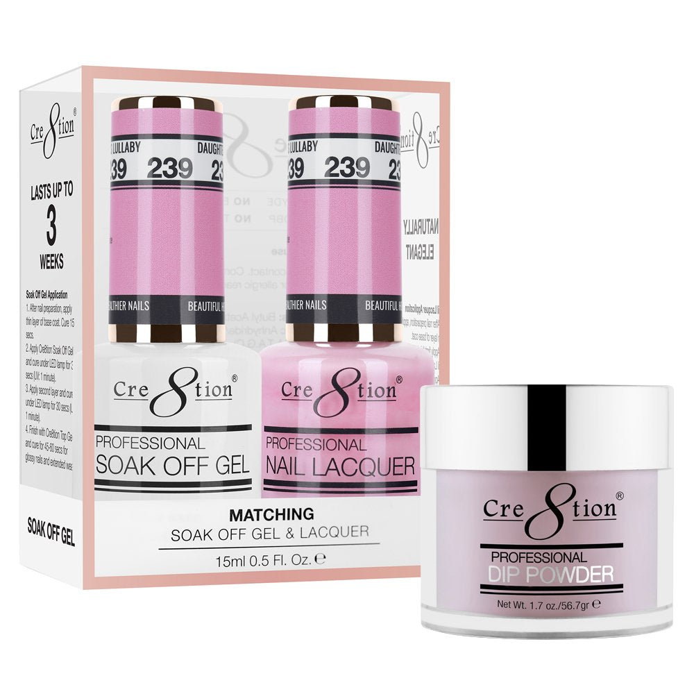 Cre8tion 3in1 Dipping Powder + Gel Polish + Nail Lacquer, 239, Daughter's Lullaby, 3104-0839 OK0117VD