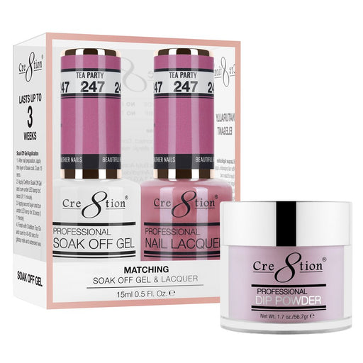 Cre8tion 3in1 Dipping Powder + Gel Polish + Nail Lacquer, 247, Tea Party, 3104-0847 OK0117VD