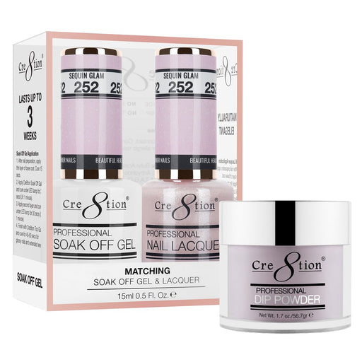 Cre8tion 3in1 Dipping Powder + Gel Polish + Nail Lacquer, 252, Sequin Glam, 3104-0852 OK0117VD