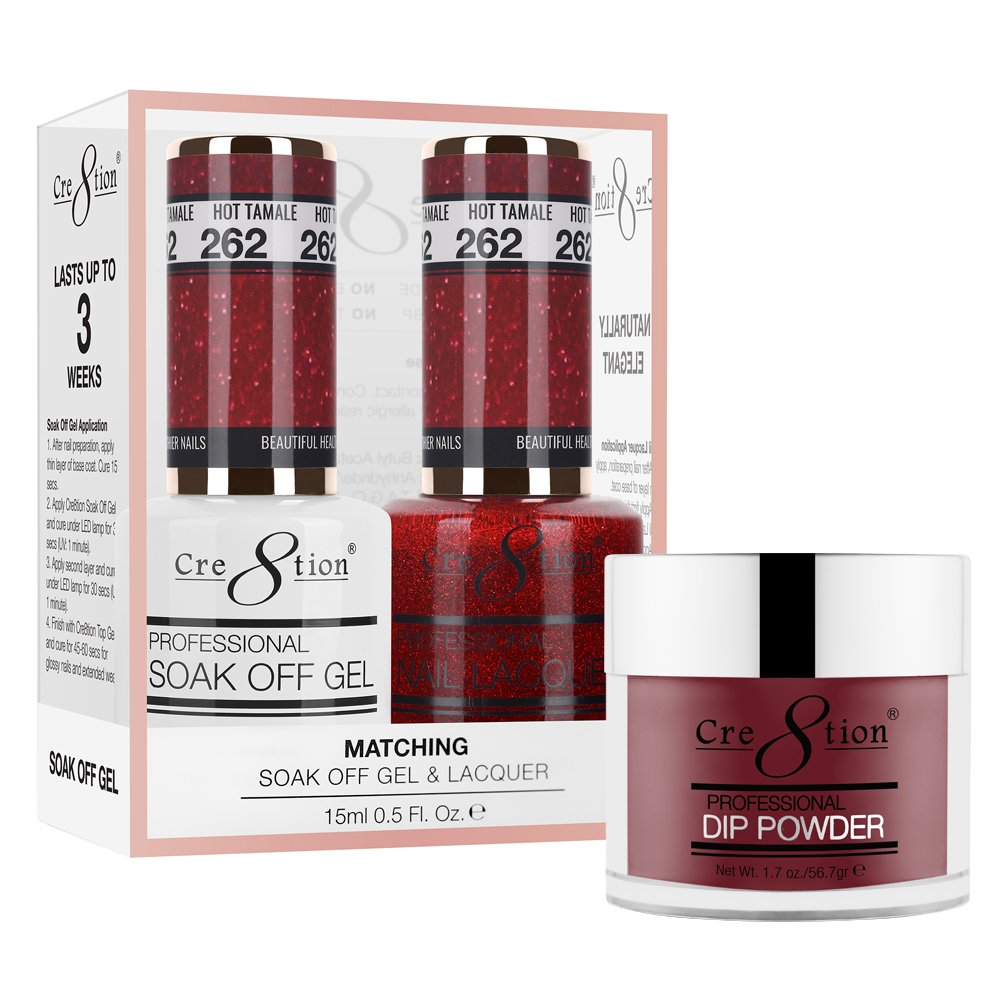 Cre8tion 3in1 Dipping Powder + Gel Polish + Nail Lacquer, 262, Hot Tamale, 3104-0862 OK0117VD