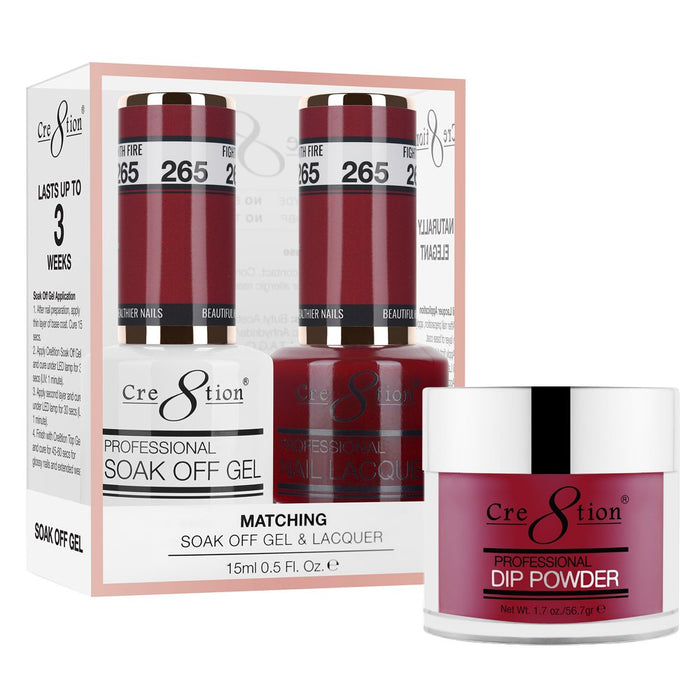 Cre8tion 3in1 Dipping Powder + Gel Polish + Nail Lacquer, 265, Fighting With Fire, 3104-0865 OK0117VD