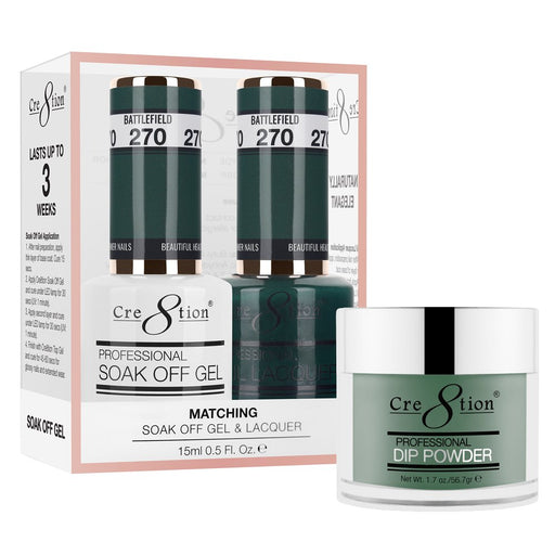 Cre8tion 3in1 Dipping Powder + Gel Polish + Nail Lacquer, 270, Battlefield, 3104-0870 OK0117VD