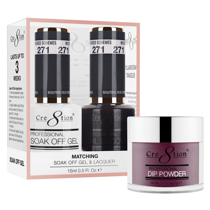 Cre8tion 3in1 Dipping Powder + Gel Polish + Nail Lacquer, 271, Wicked Schemes, 3104-0871 OK0117VD