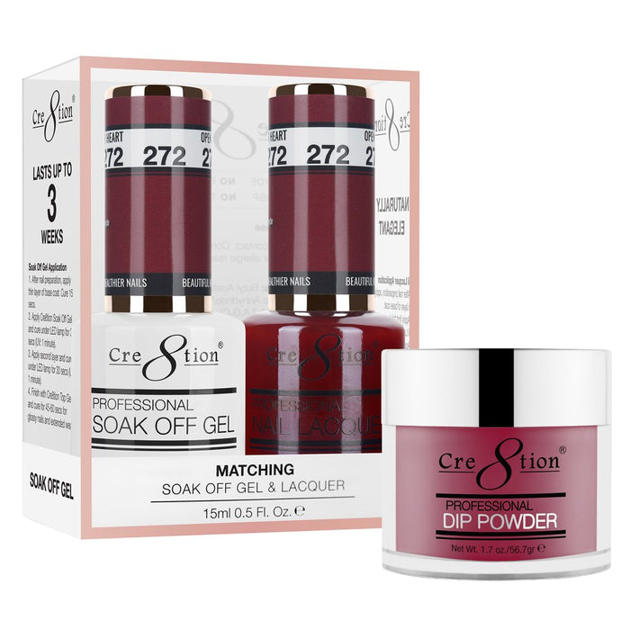Cre8tion 3in1 Dipping Powder + Gel Polish + Nail Lacquer, 272, Open Your Heart, 3104-0872 OK0117VD