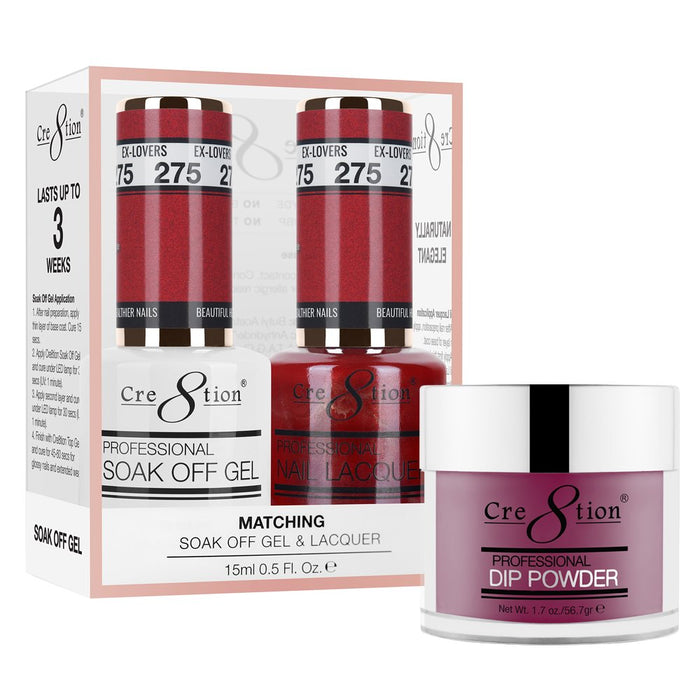 Cre8tion 3in1 Dipping Powder + Gel Polish + Nail Lacquer, 275, Ex-Lovers, 3104-0875 OK0117VD