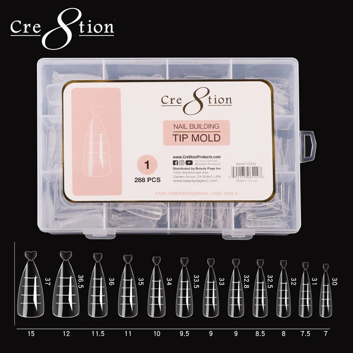 Cre8tion Nail Building - Tip Mold 01 (Pk: 288pcs/box, 100 boxes/case)