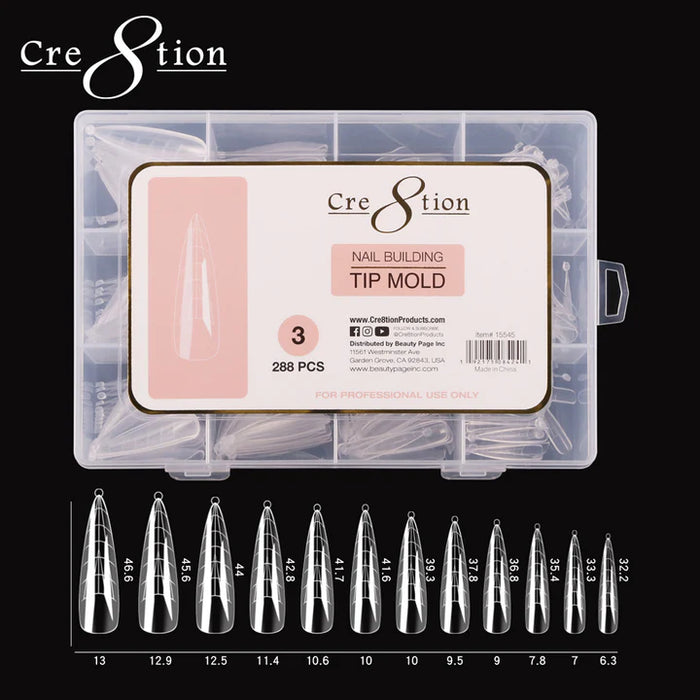 Cre8tion Nail Building - Tip Mold 03 (Pk: 288pcs/box, 100 boxes/case)