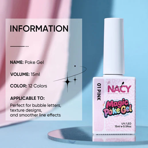 NACY 3D Nail Art Gel 0.5oz Full Kit - POKE, HEMA & TPO Free (12 Colors) Collection