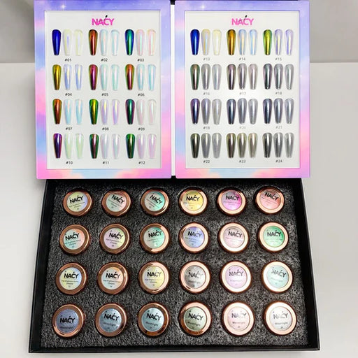 NACY High Brightness Auora Chrome Mirror Powder Set (24 Colors) Collection Full Line