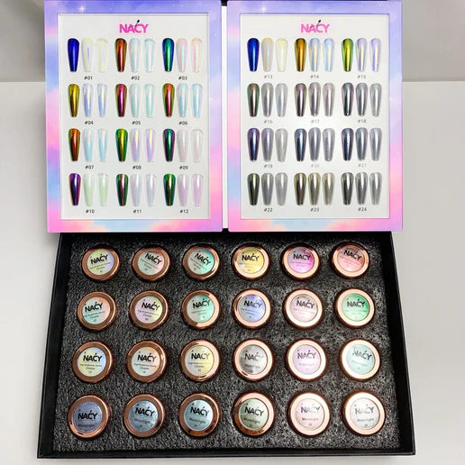 NACY High Brightness Auora Chrome Mirror Powder Set (24 Colors) Collection Full Line