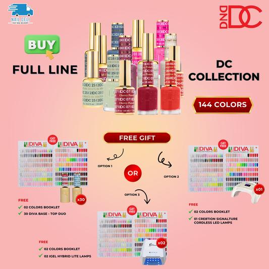 DC Nail Lacquer And Gel Polish, 0.6oz, Full line of 144 colors (From DC 001 to DC 144), Buy Full Line Choose 3 Options