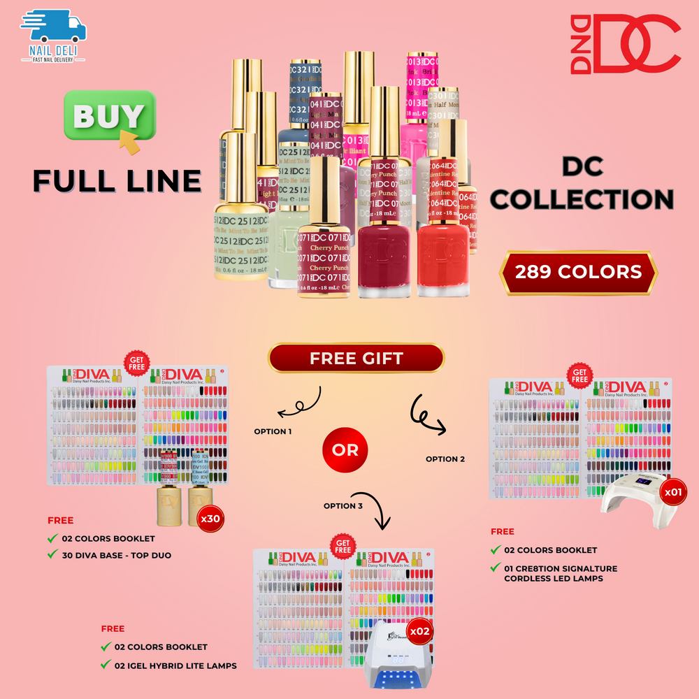 DC Nail Lacquer And Gel Polish, 0.6oz, Full line of 289 colors (From DC 001 to DC 289), Buy Full Line Choose 3 Options