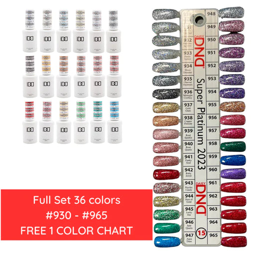 DND Gel, Super Platinum Collection, Full Line Of 36 Colors (From 930 To 965), 0.5oz