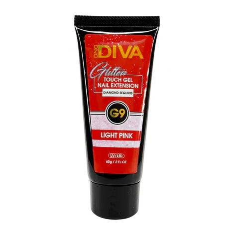 DND Diva 2oz GLITTER Touch Gel Collection - G09-Light Pink