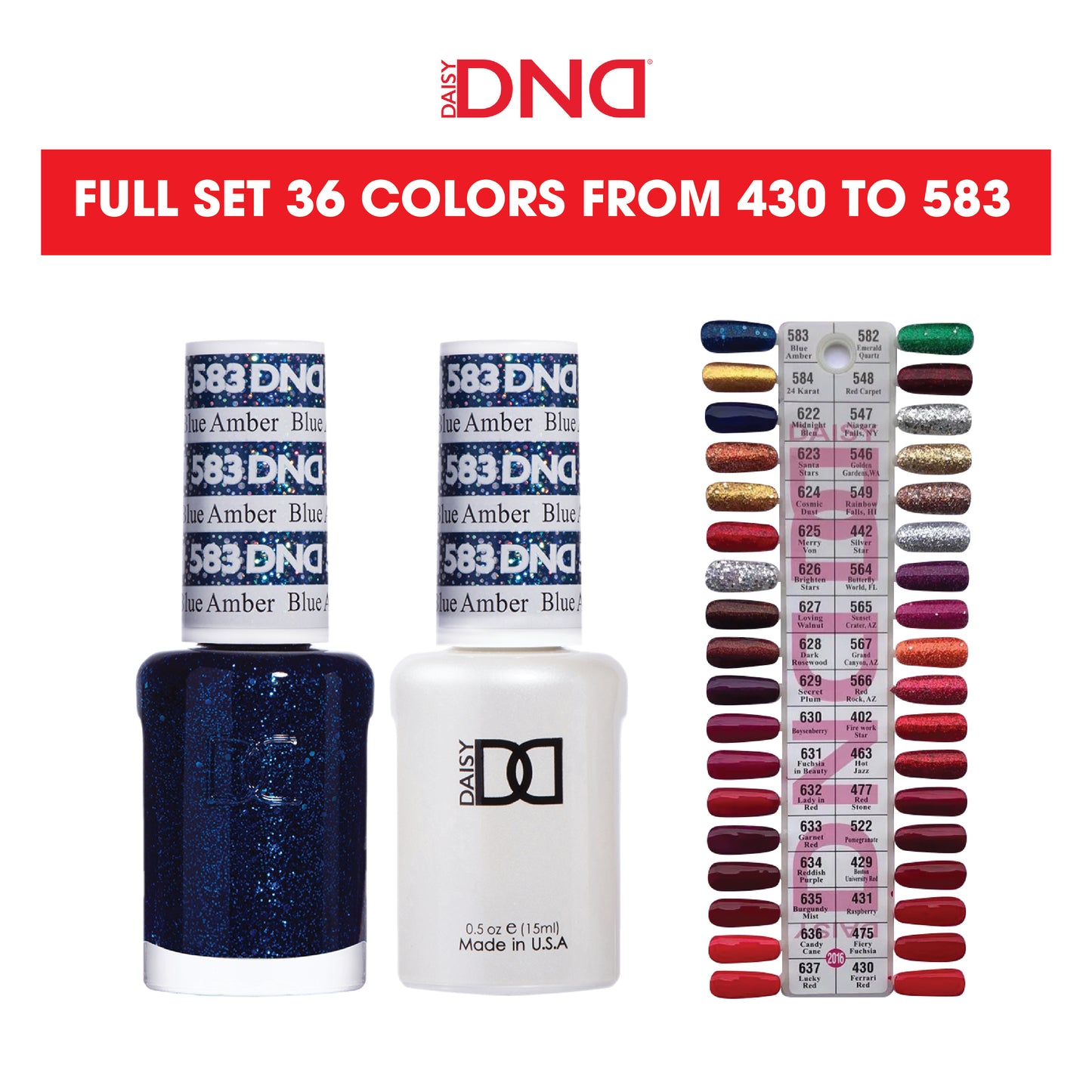 DND Nail Lacquer And Gel Polish, Full line of 36 colors (From 430 to 583). 0.5oz