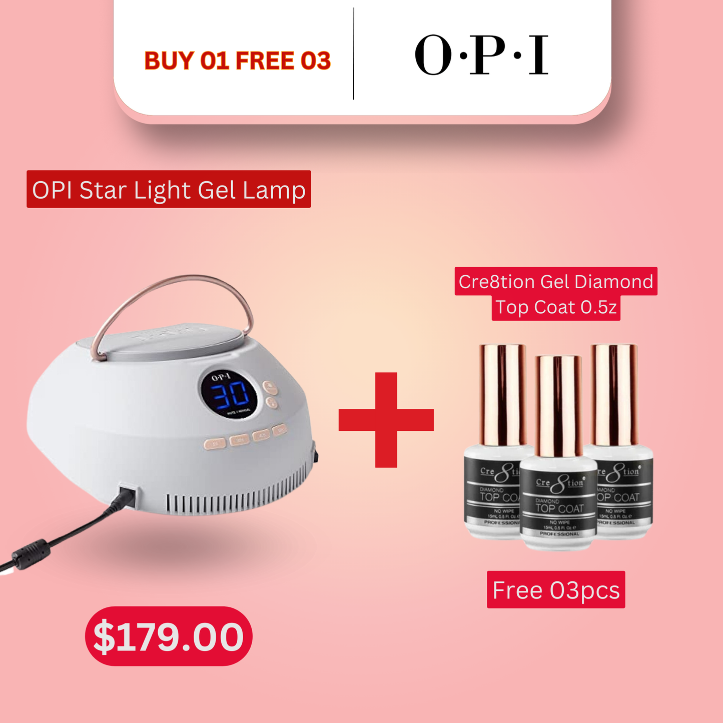 OPI Star Light Gel Lamp - Buy 1 Get 3 Cre8tion Diamond Top 0.5oz Free