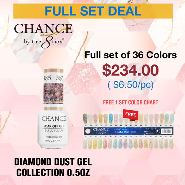 Chance Gel Only (by Cre8tion), Diamond Dust Collection, 0.5oz, Full line of 36 Colors (From 361 To 396)