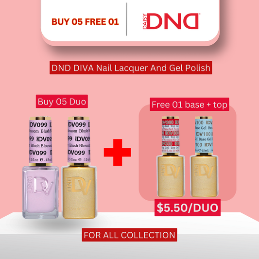 DND DIVA Nail Lacquer And Gel Polish, 0.5oz - Buy 05 Free 01 Base Top (For All Collection)