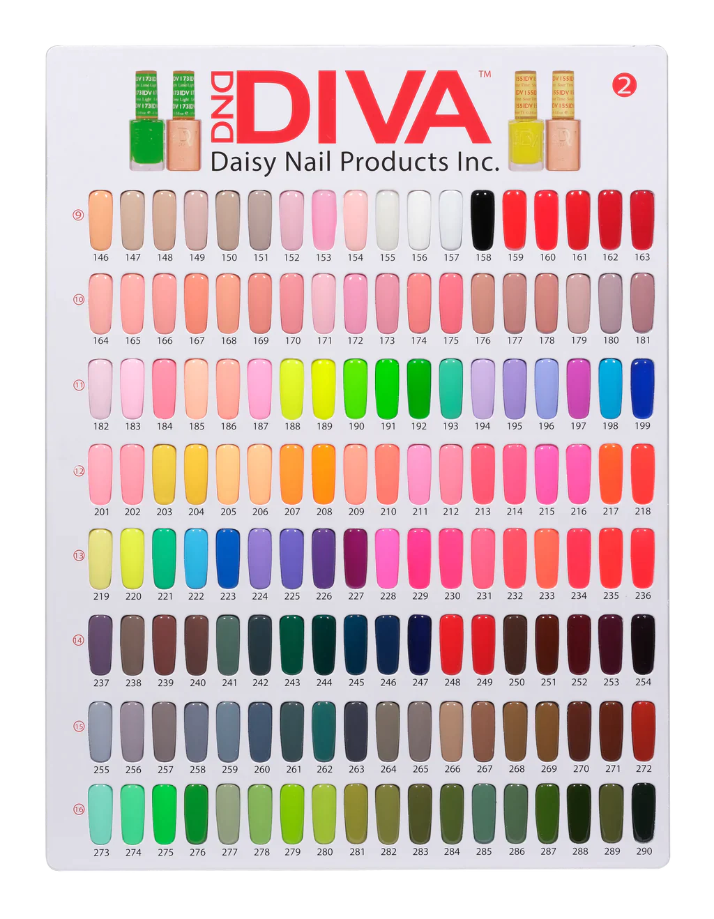 DND Nail Lacquer And Gel Polish, DIVA COLLECTION, Color Booklet, 288 Colors, 55590