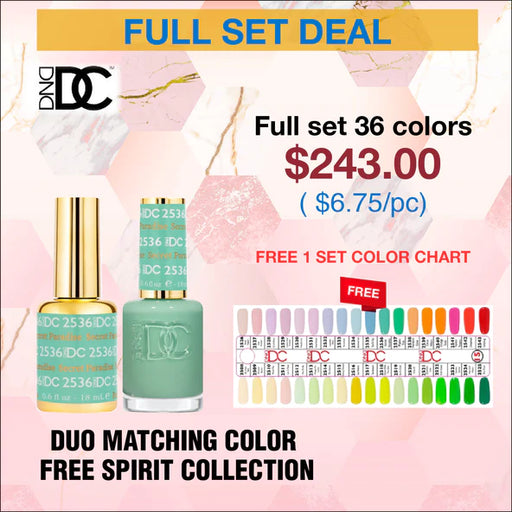 DC Nail Lacquer And Gel Polish, Free Spirit Collection, 0.6oz, Full line of 36 colors (From 2508 to 2543)