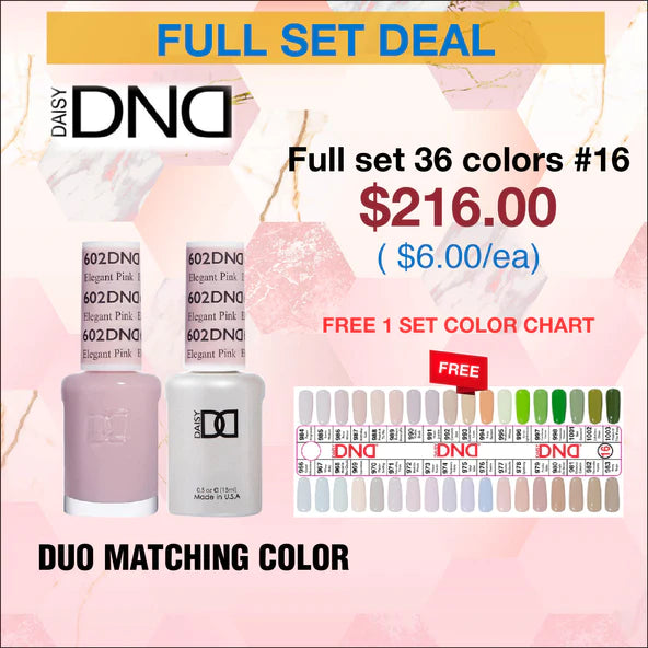 DND Nail Lacquer And Gel Polish #16, Full Line Of 36 Colors (From 966 To 1003), 0.5oz