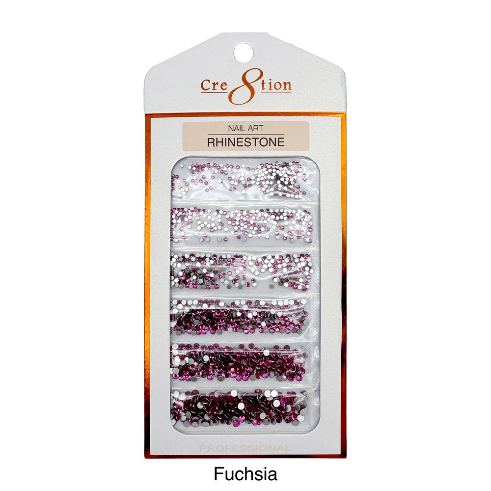 Cre8tion Rhinestone Nail Art - Fuchsia (Pk: 80 pcs/pack) - SKU 1101-1027