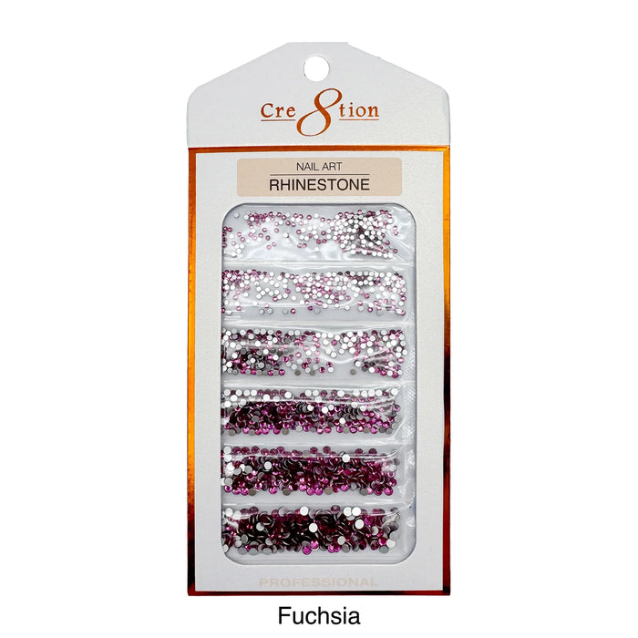 Cre8tion Rhinestone Nail Art - Fuchsia (Pk: 80 pcs/pack) - SKU 1101-1027