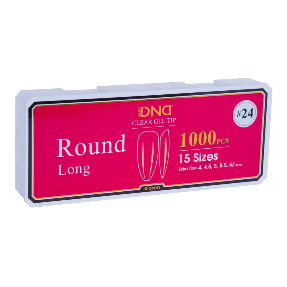 DND Gel E Tip Clear, Round Long #24 (Pk: 1,000 pcs/box)